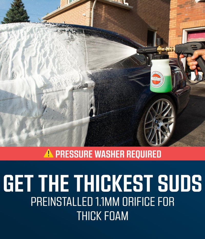 McKillans Foam Cannon for Pressure Washer (Wide Mouth) - Car Wash Snow Foam Cannon Lance Pressure Washer Soap Dispenser for Car Washing with Adjustable Thick Foam + 1/4 Quick Connector - Image 3